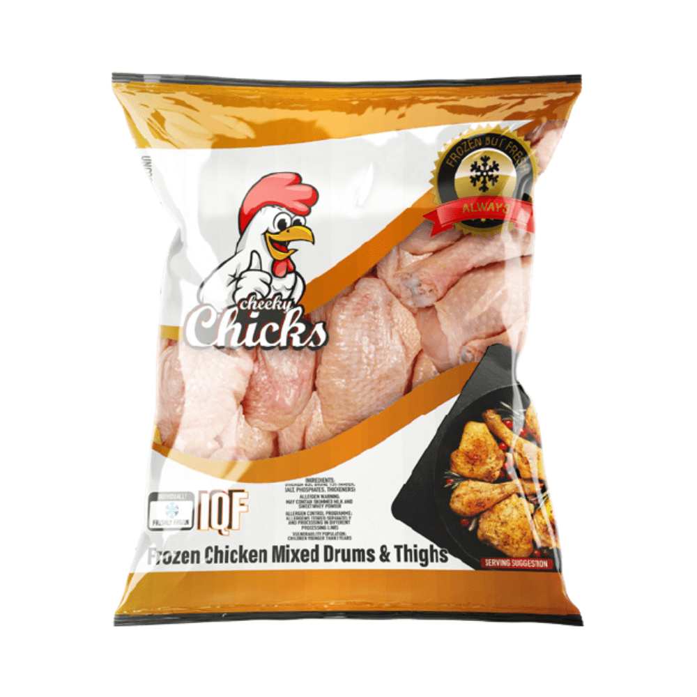 Frozen mixed drums & thighs bag from Cheeky Chicks.