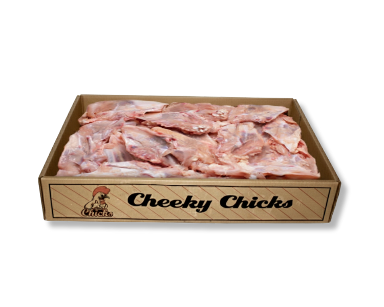 Boxed chicken carcasses from Cheeky Chicks.