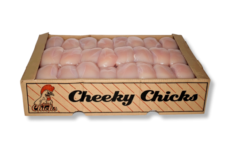 Boxed chicken fillets from Cheeky Chicks.